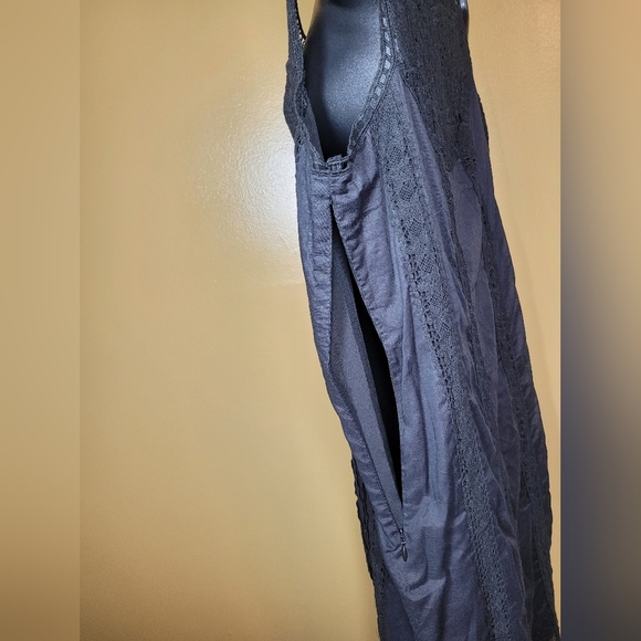 Sundance 100% Cotton Black Pleated Pin Tuck Crochet Boho Dress sz M - Picture 10 of 12